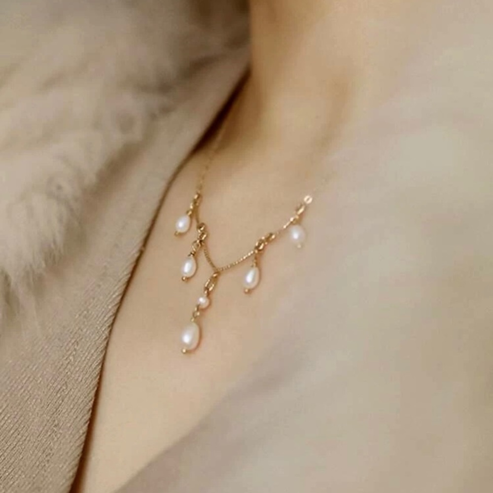 Faux Pearl Charm Necklace